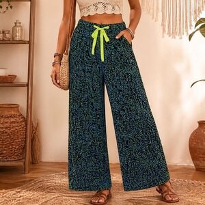 Free People Intimately Floral Wide Leg Pants Drawstring‎ XS flowy n2